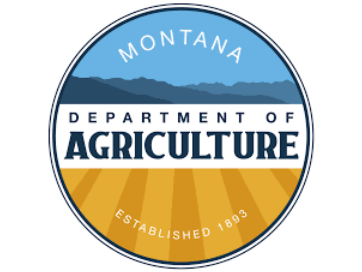 montana department of ag logo with illustration of blue sky above and ag field below