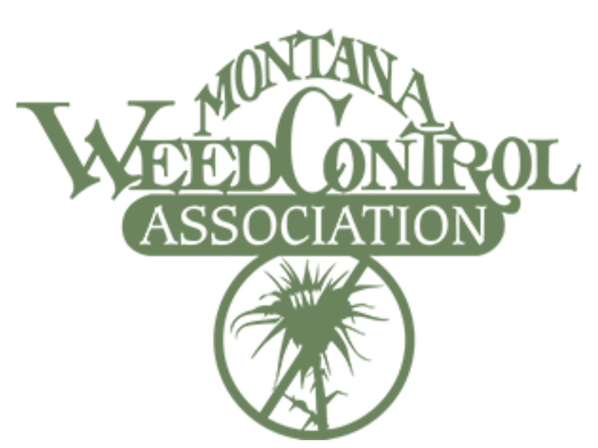 montana weed control association logo with illustration of crossed out weed