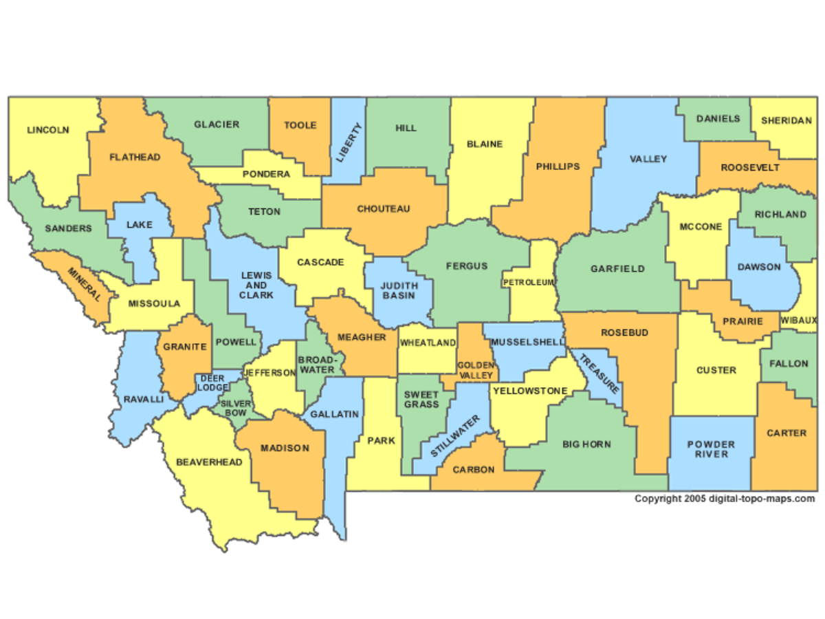 image of montana's counties on map 