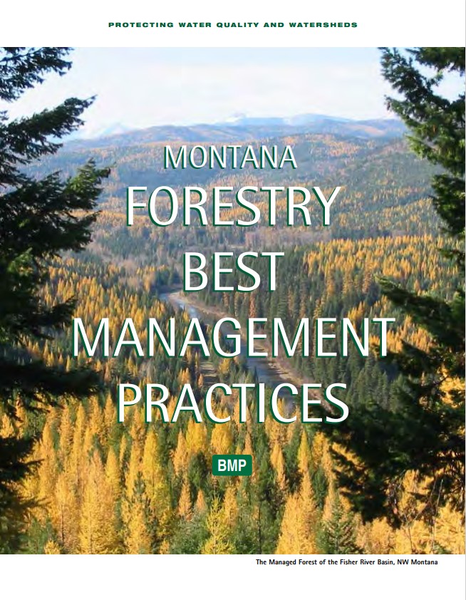 Front page of BMP book featuring a managed forest in NW Montana