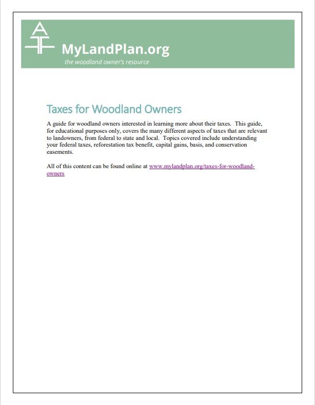 Taxes for Woodland Owners front cover