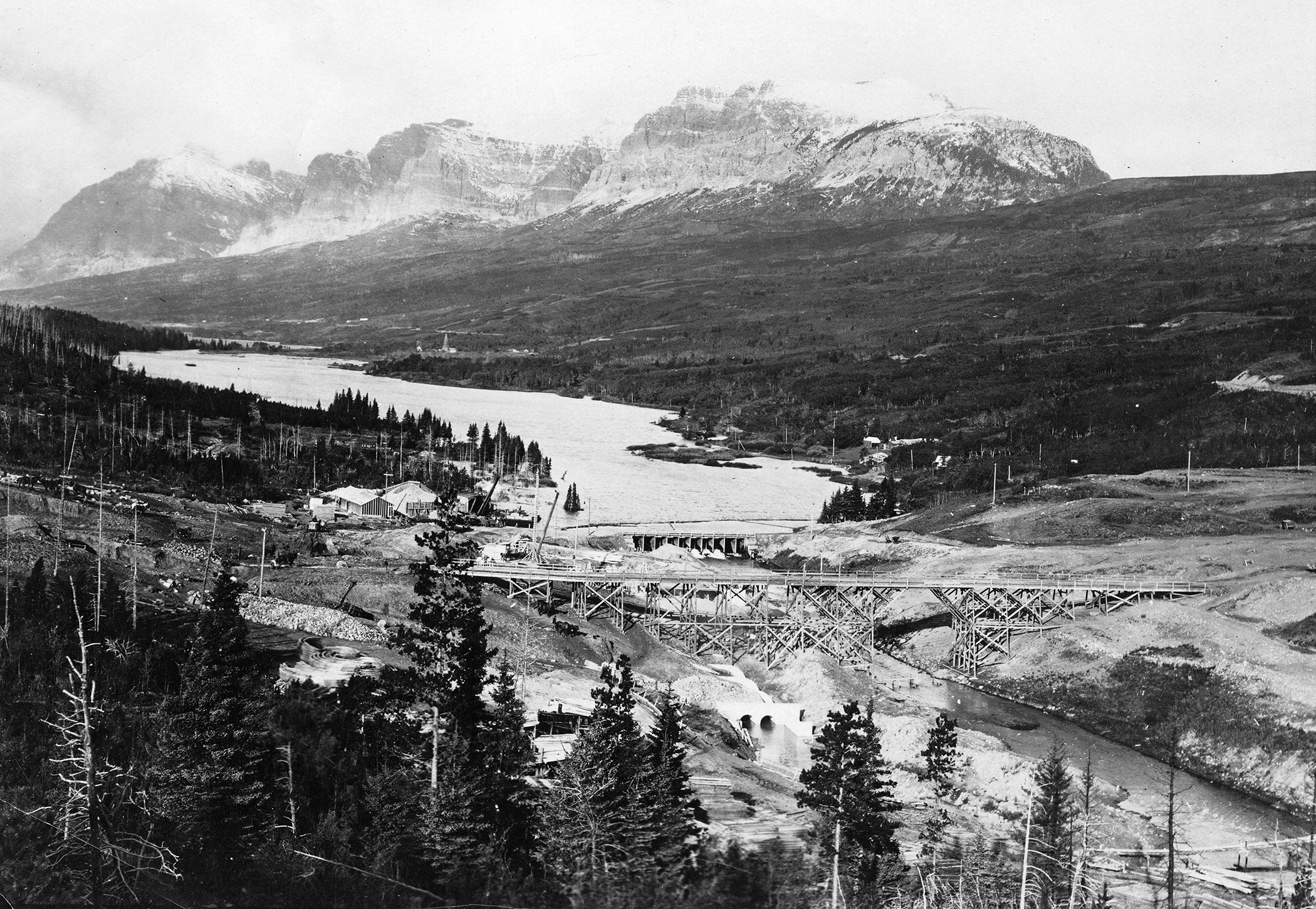 Construction of Sherburne Dam, ca. 1920. Courtesy Montana Historical Society