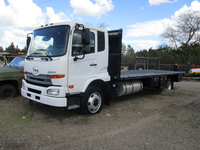White UD flatbed truck