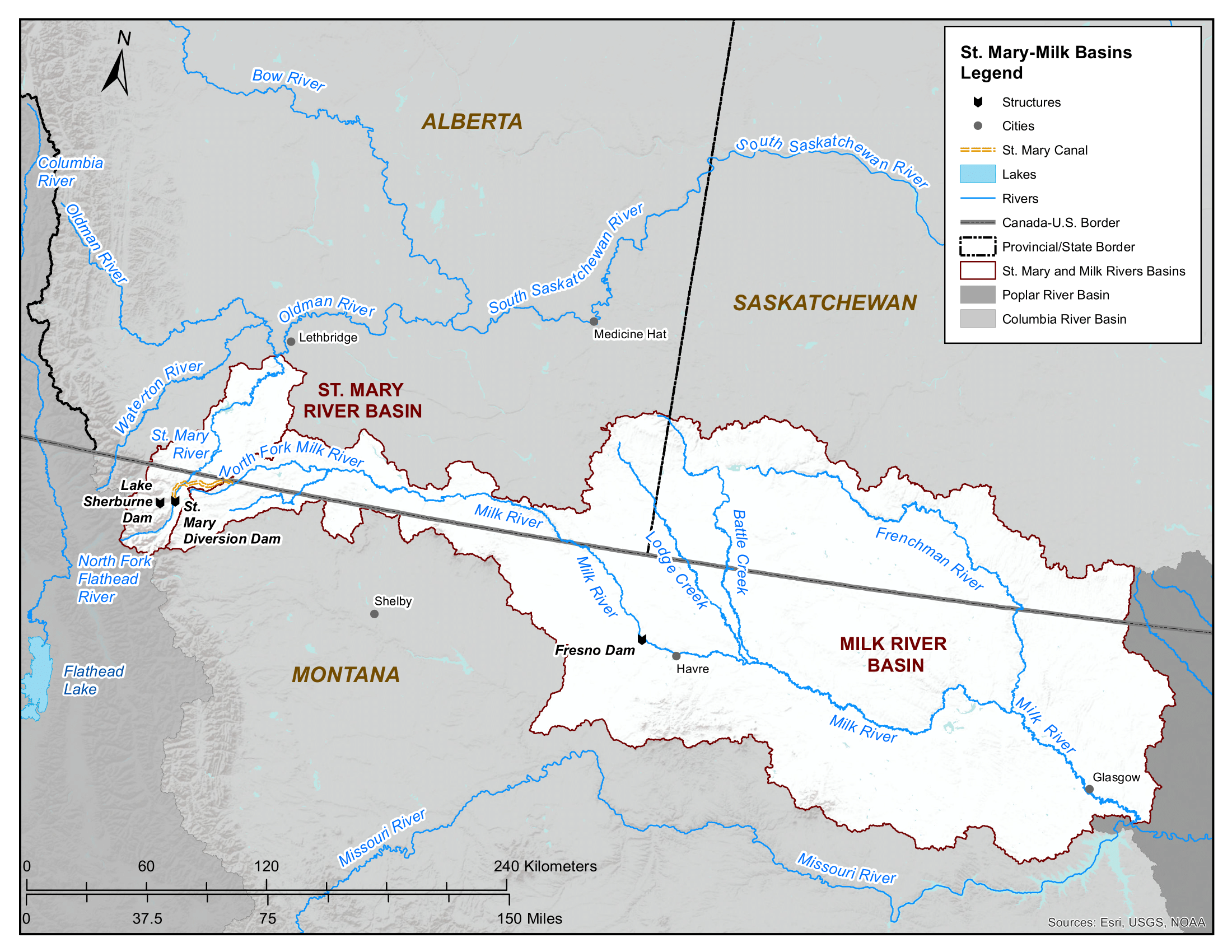 Map of St. Mary and Milk River Basins