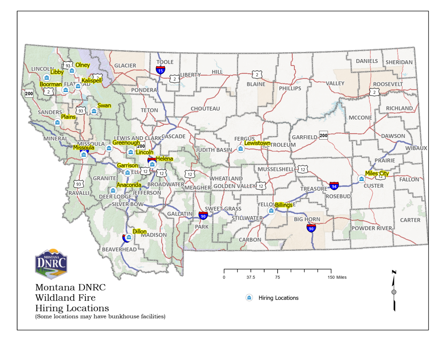 Montana Fire Hiring Locations
