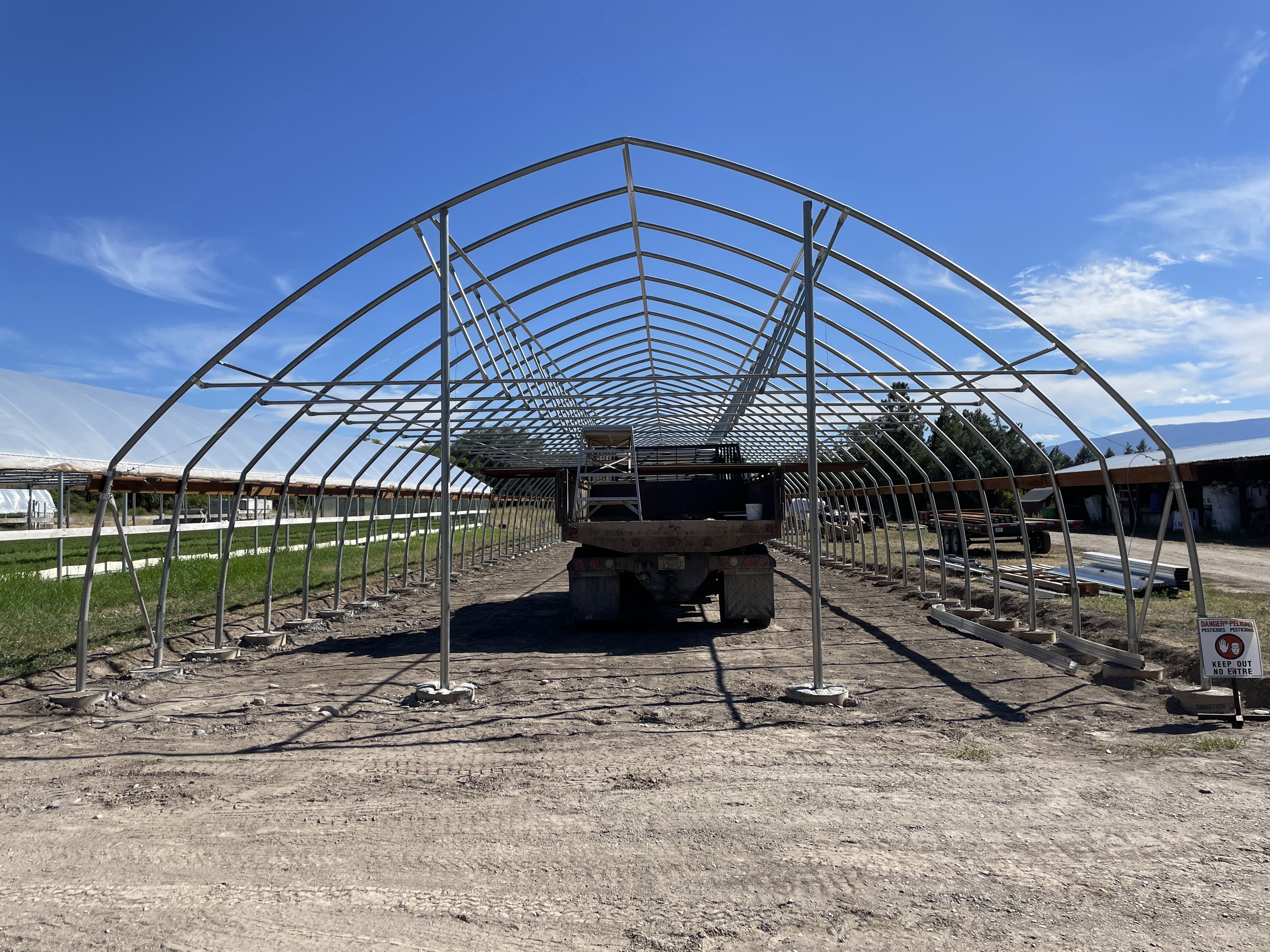 Beginning construction of the nursery's newest greenhouse, Anaconda